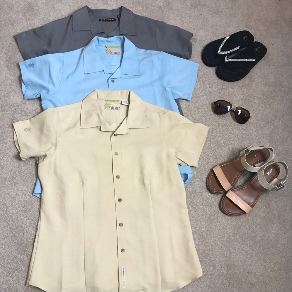 Lot of 3 Cubavera Button Down Camp Shirts